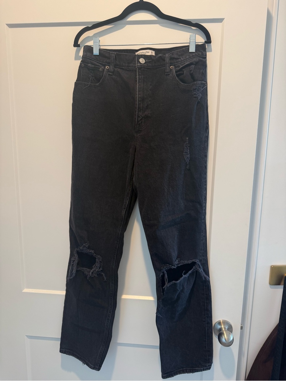 Abercrombie & Fitch Black Distressed Boyfriend Jeans